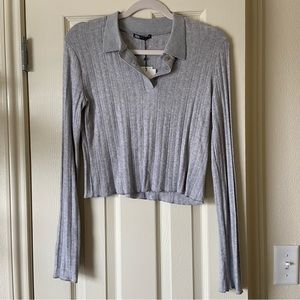 ZARA Grey Long Sleeve Crop Sweater